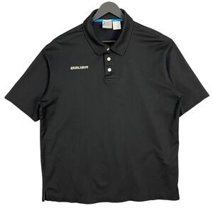 Bauer Polo Shirt Mens XL Black Performance Hockey Golf‎ Short Sleeve Athletic